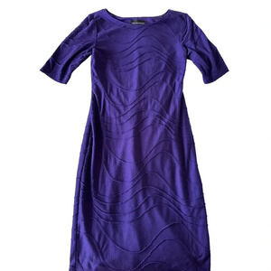Connected Apparel Women's Purple Short Sleeves Midi Dress Size 6